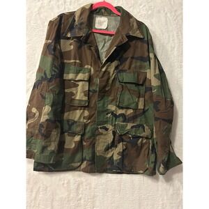 US Military Woodland Camo Combat Coat Field Jacket Selma Apparel Large Regular